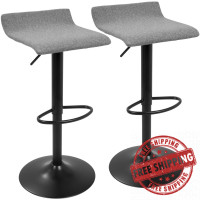 Lumisource BS-ALEXL BK+GY2 Ale XL Contemporary Adjustable Barstool in Black with Polyester Fabric - Set of 2